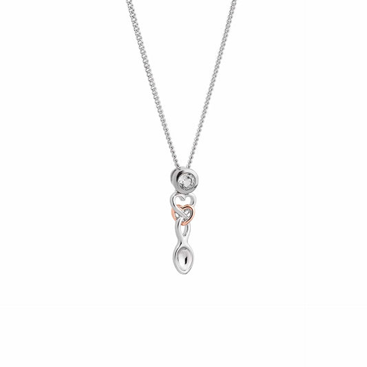 Clogau Sterling Silver & 9ct Rose Gold Lovespoons Topaz Pendant