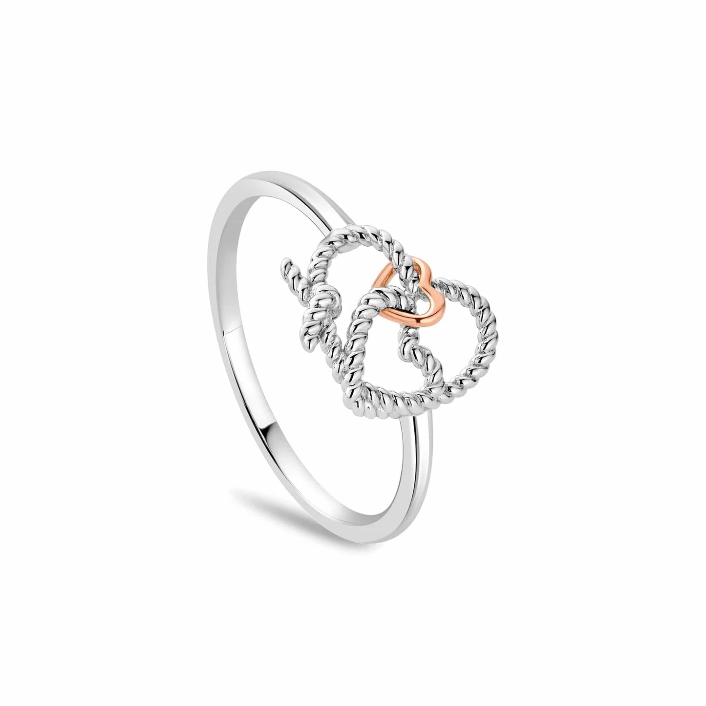 Clogau Sterling Silver & 9ct Rose Gold Bound Forever Heart Ring size L