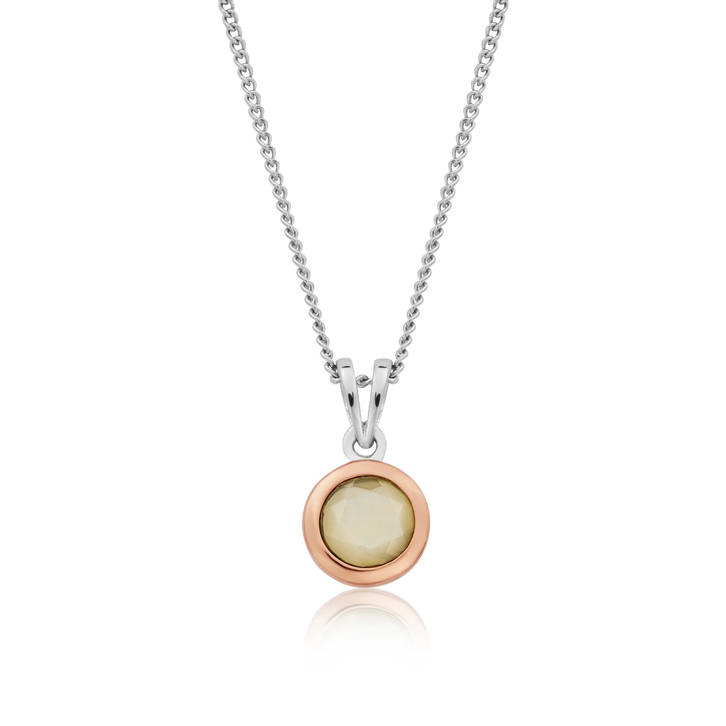 Clogau Sterling Silver & 9ct Rose Gold Mother of Pearl June Birthstone Pendant