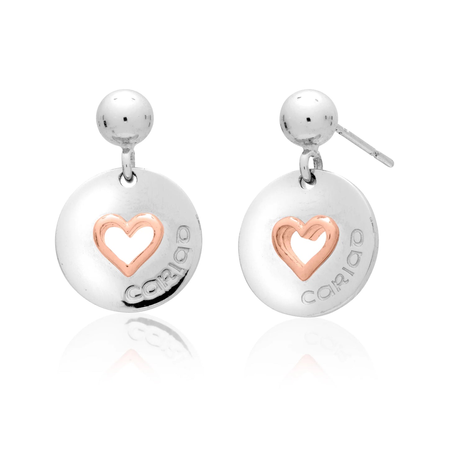 Clogau Sterling Silver & 9ct Rose Gold Take my Heart Cariad Stud Earrings