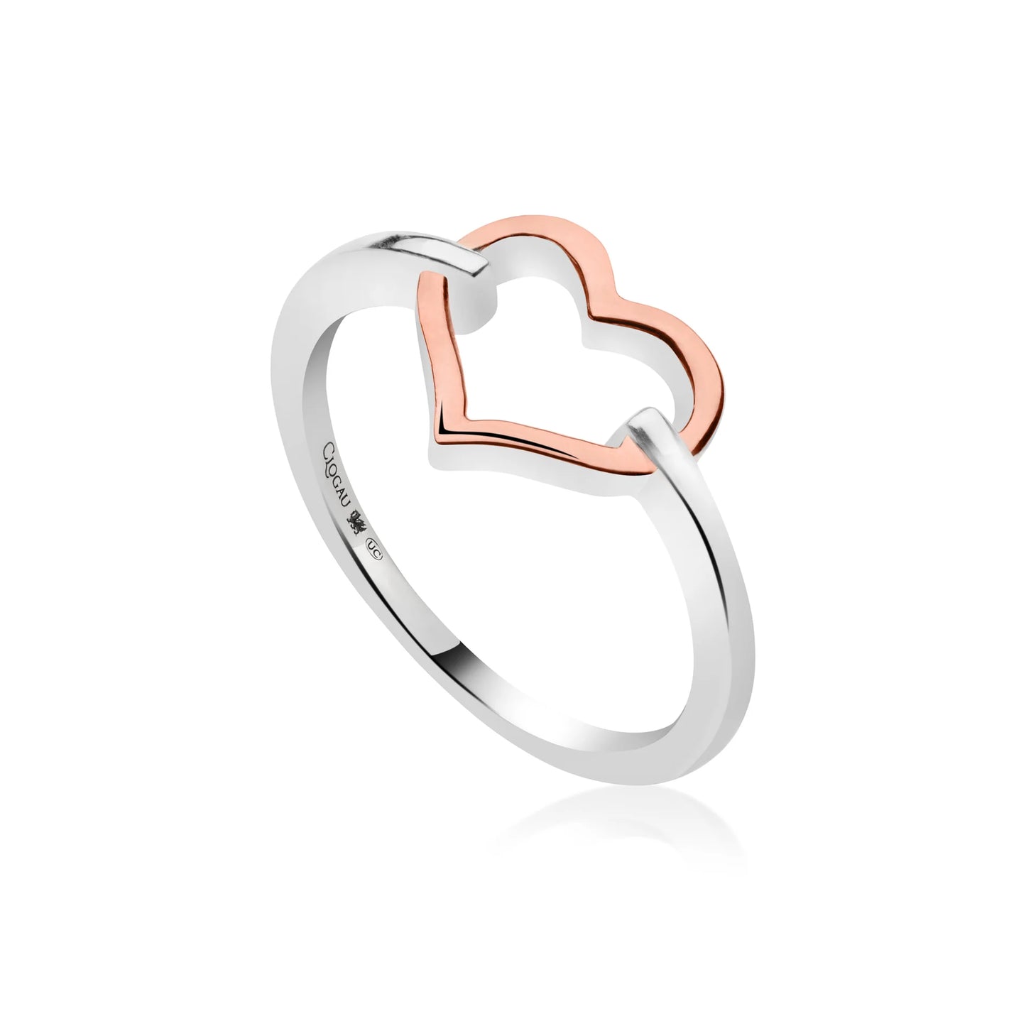 Clogau Sterling Silver & 9ct Rose Gold Close to my Heart Open Ring RRP £139.00 size K, M, O or P