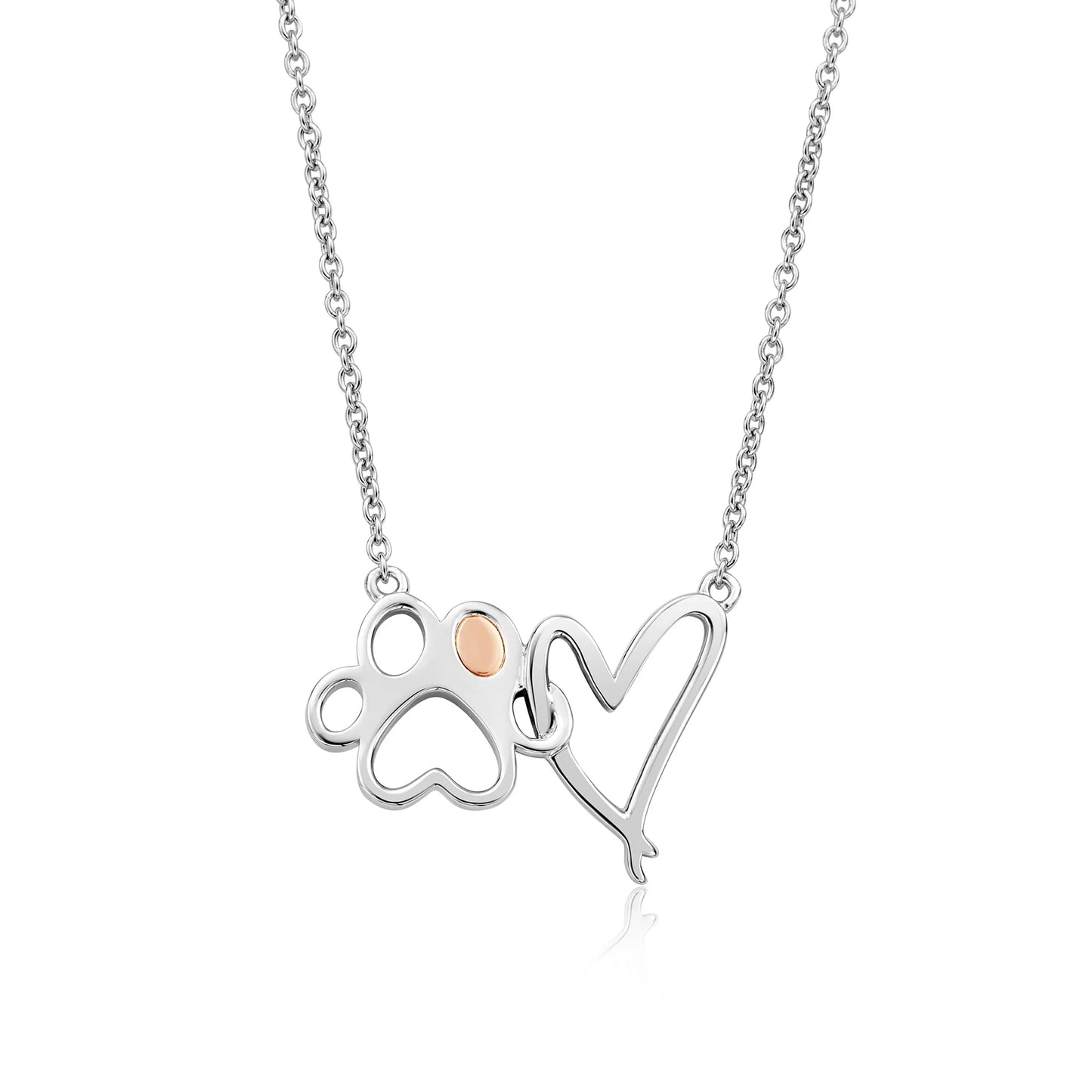 Clogau Sterling Silver & 9ct Rose Gold Pawprints Necklace