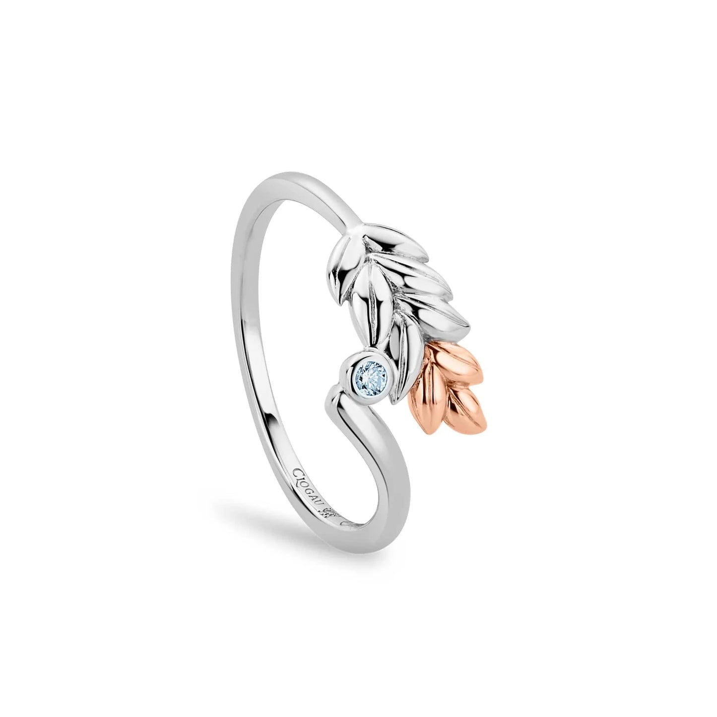 Clogau Sterling Silver & 9ct Rose Gold Lilibet Sky Blue Topaz Ring RRP £129.00 size Q
