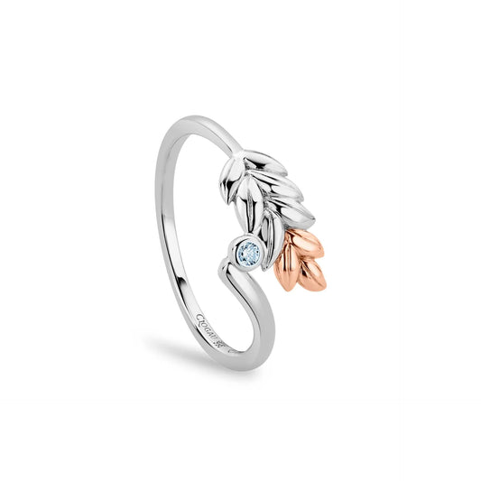 Clogau Sterling Silver & 9ct Rose Gold Lilibet Sky Blue Topaz Ring RRP £129.00 size Q