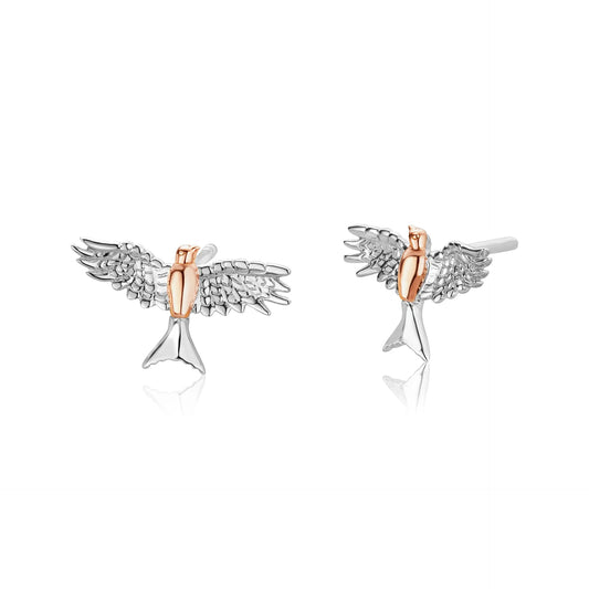 Clogau Sterling Silver & 9ct Rose Gold Red Kite Stud Earrings