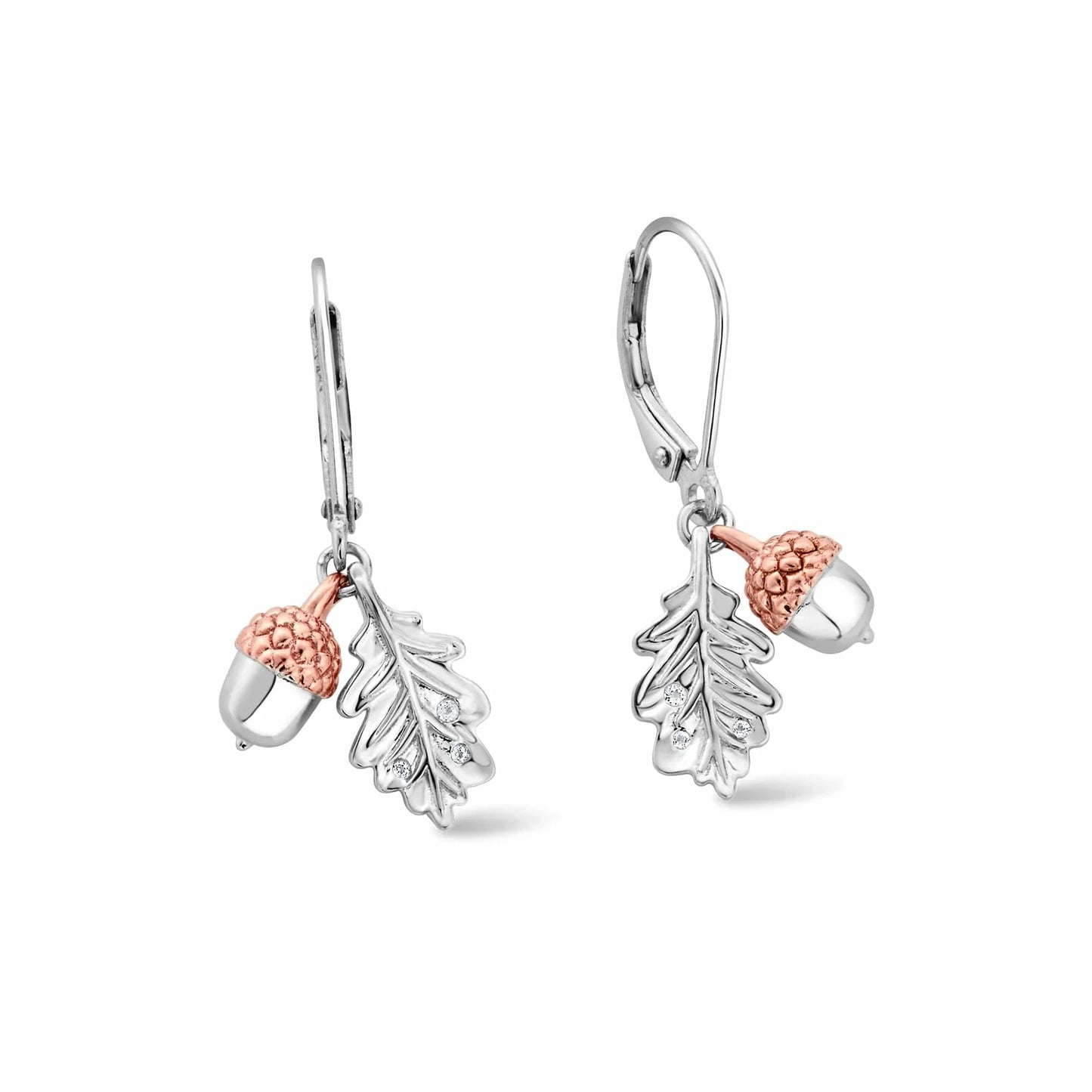 Clogau Sterling Silver & 9ct Rose Gold Oak Leaf Topaz Drop Earrings RRP £239.00