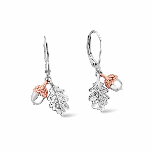 Clogau Sterling Silver & 9ct Rose Gold Oak Leaf Topaz Drop Earrings RRP £239.00
