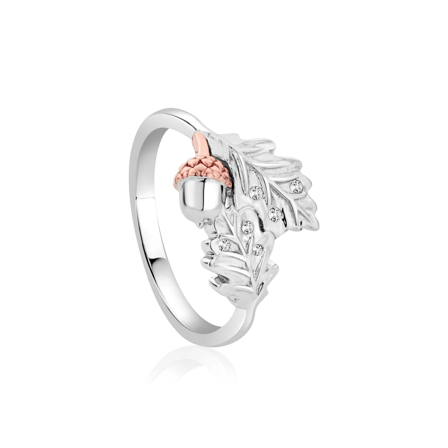 Clogau Sterling Silver & 9ct Rose Gold Royal Clogau Oak Leaf Topaz Ring size L, M, N, O, P, Q or R