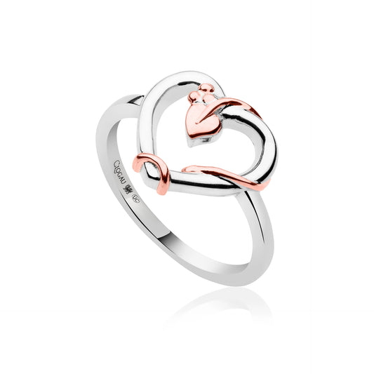 Clogau Sterling Silver & 9ct Rose Gold Tree of Life Vine Heart Ring RRP £139.00 size M, N, O or P