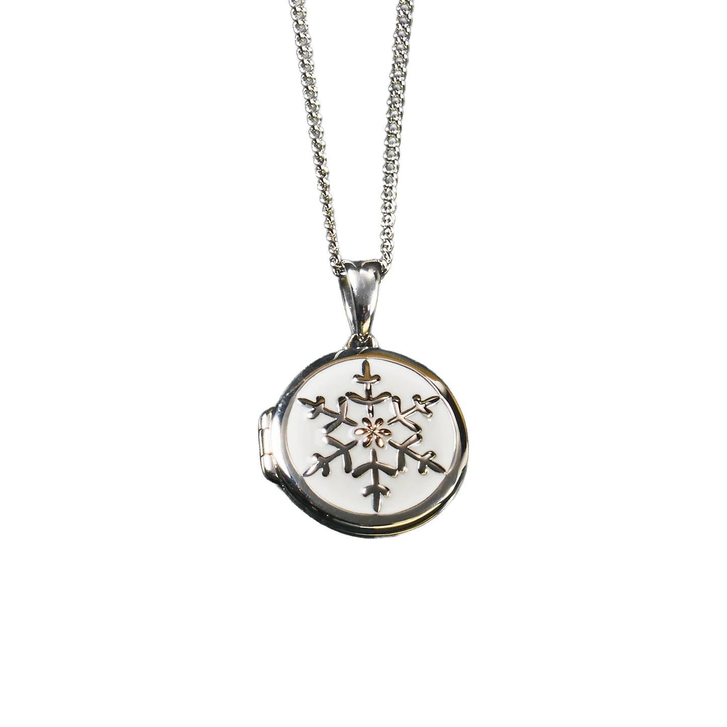 Clogau Sterling Silver & 9ct Rose Gold Snowflake Locket RRP £169.00