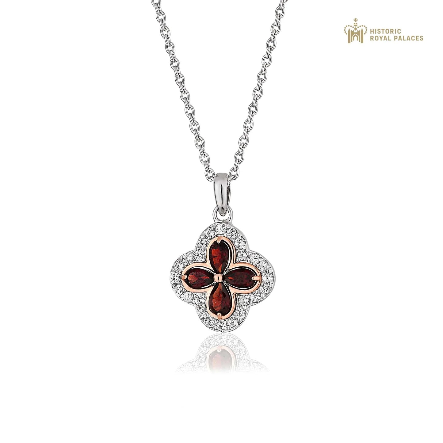 Clogau Sterling Silver & 9ct Rose Gold Tudor Court Red Garnet Pendant RRP £249.00