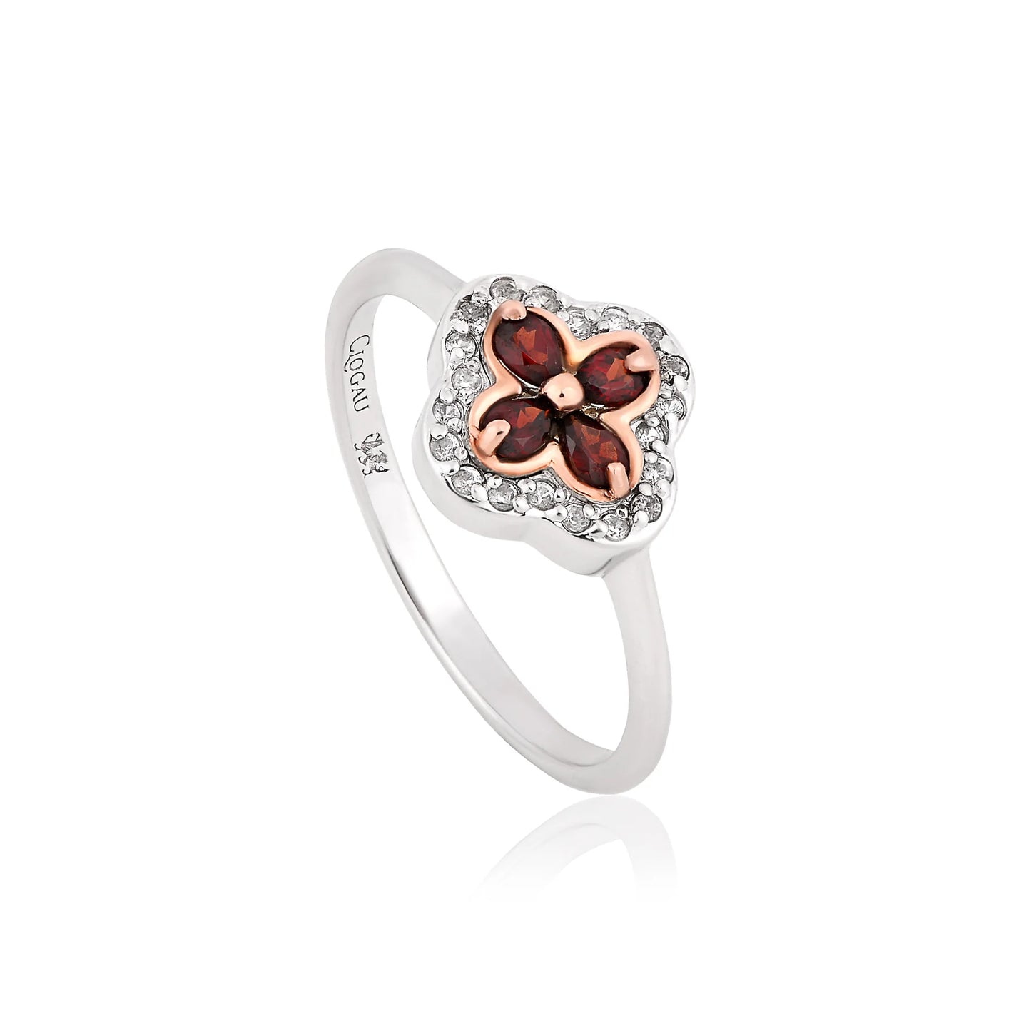 Clogau Sterling Silver & 9ct Rose Gold Tudor Court Red Garnet Ring RRP £149.00 size O
