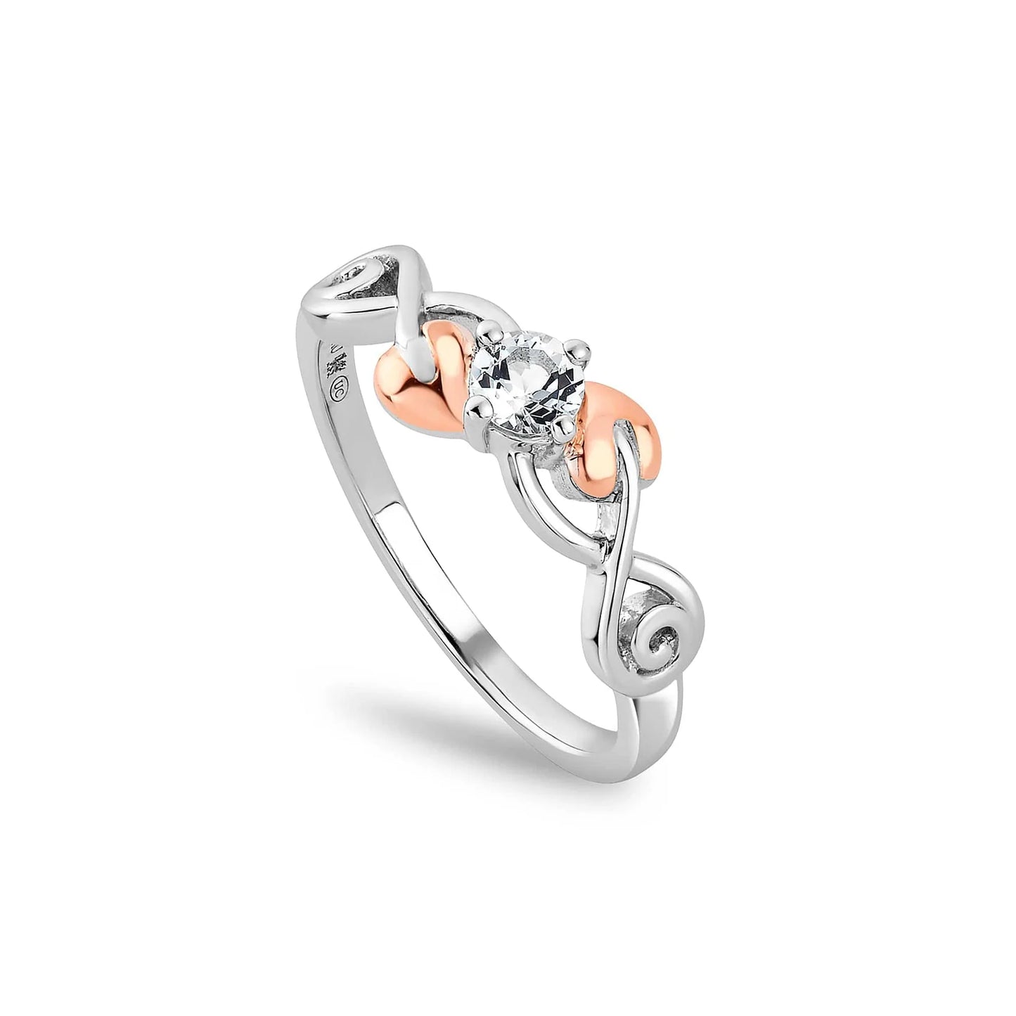 Clogau Sterling Silver & 9ct Rose Gold Tree of Live Topaz Anniversary Ring RRP £149.00 size N or O