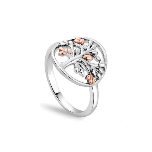 Clogau Sterling Silver & 9ct Rose Gold Tree of Life Circle Ring RRP £119.00 size L