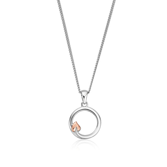 Clogau Sterling Silver & 9ct Rose Gold Tree of Life Circle Pendant