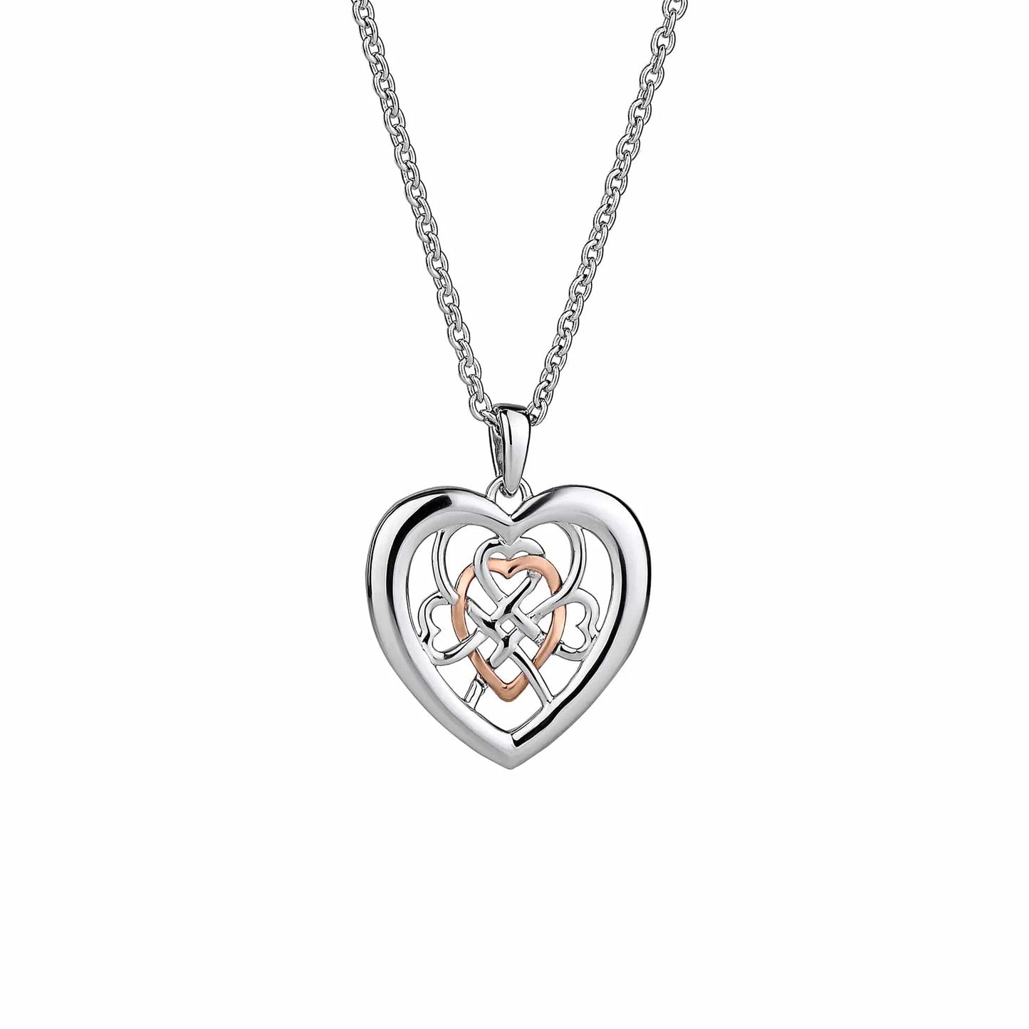 Clogau Sterling Silver & 9ct Rose Gold Welsh Royalty Heart Pendant