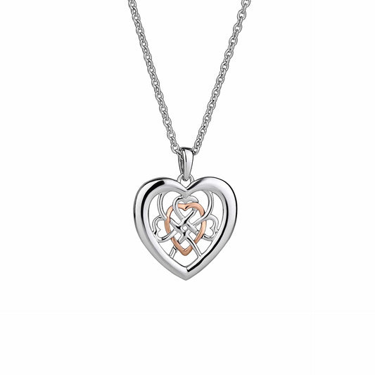 Clogau Sterling Silver & 9ct Rose Gold Welsh Royalty Heart Pendant