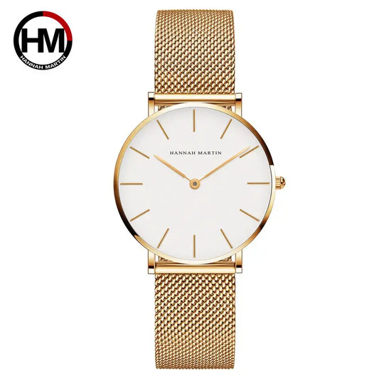 Hannah Martin Ladies Quartz Wrist Watch (Yellow Gold Colour)