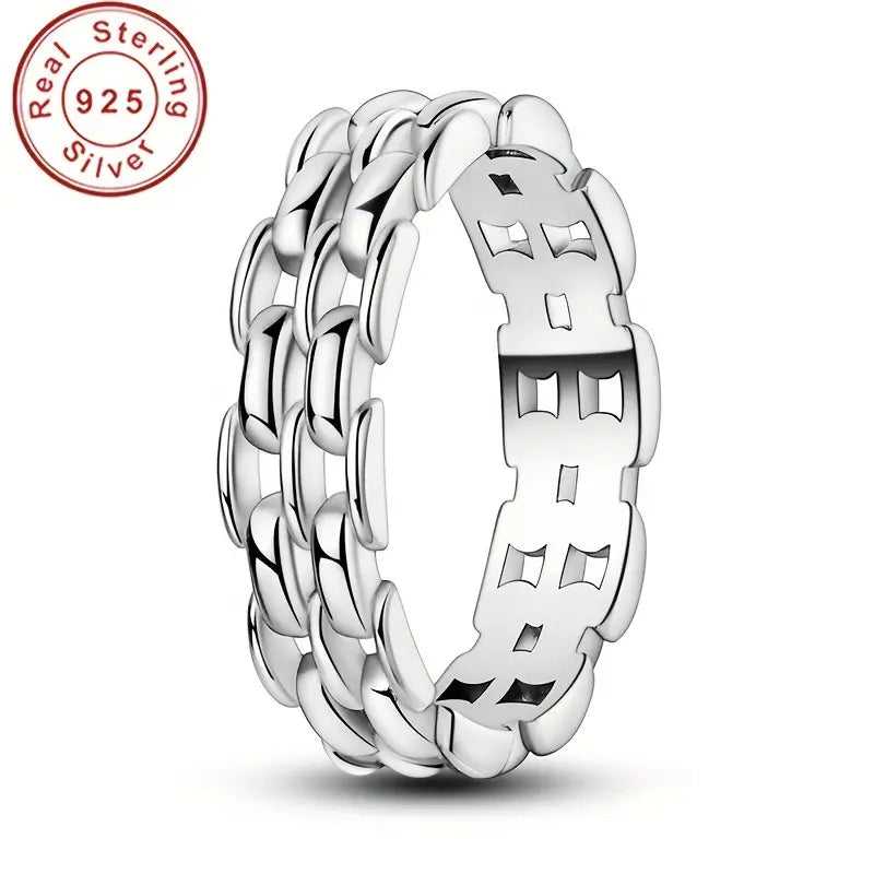 Sterling Silver Unisex 5mm Chain Link Ring size R