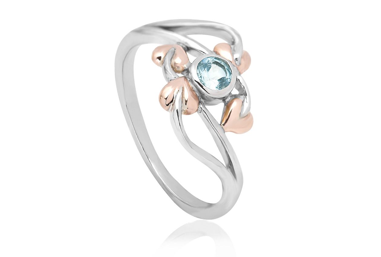 Clogau Sterling Silver & 9ct Rose Gold Love Vine Ring size J, K or N