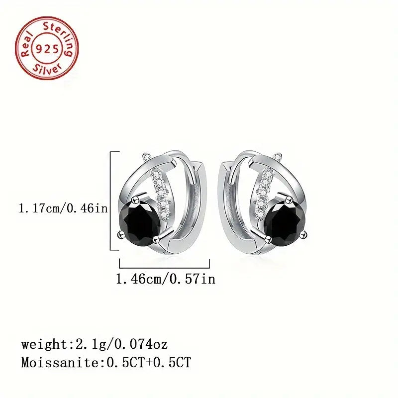 Sterling Silver 0.5ct Blue Moissanite Small Hoop Earrings
