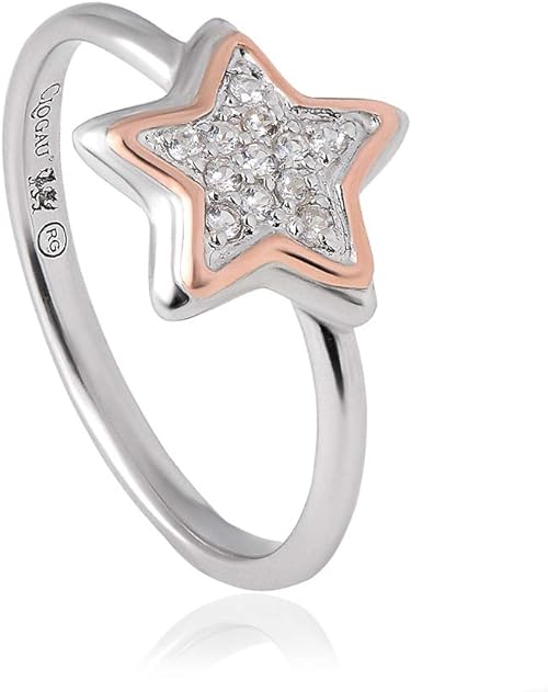 Clogau Sterling Silver & 9ct Rose Gold Swarovski Topaz Star Ring size N or O