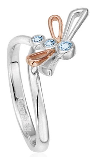 Clogau Sterling Silver & 9ct Rose Gold Damselfly Ring size L, M or N