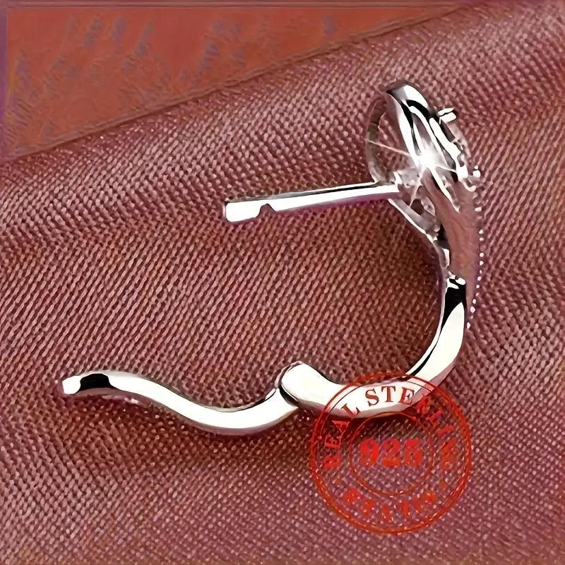 Sterling Silver White Cubic Zirconia Huggie Hoop Earrings