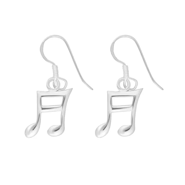 Sterling Silver Musical Note Pendant & Earrings Set