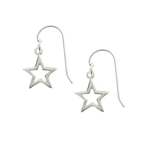 Sterling Silver Star Drop Earrings