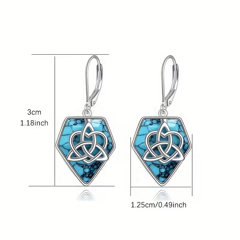 Sterling Silver Turquoise Celtic Knot Drop Earrings