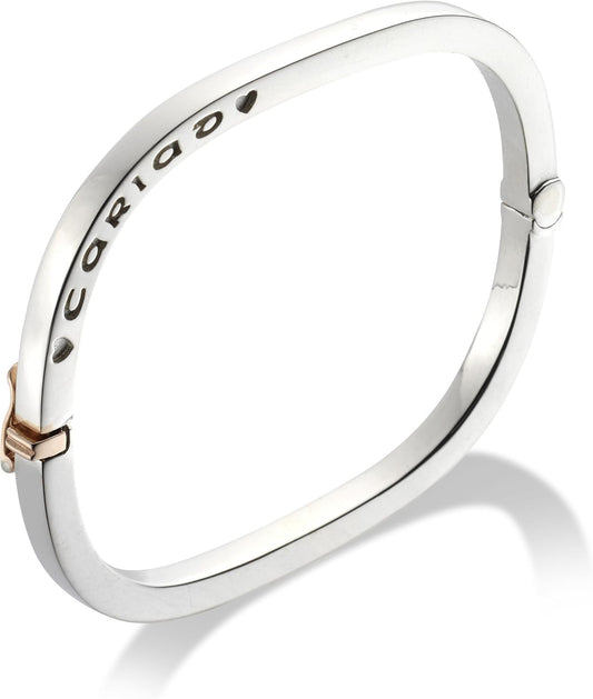 Clogau Sterling Silver & 9ct Rose Gold Large Square Cariad Bangle (used)