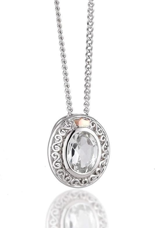 Clogau Sterling Silver & 9ct Rose Gold Looking Glass White Topaz Pendant