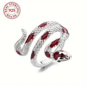 Sterling Silver Adjustable Snake Wrap Ring (Red Marks)