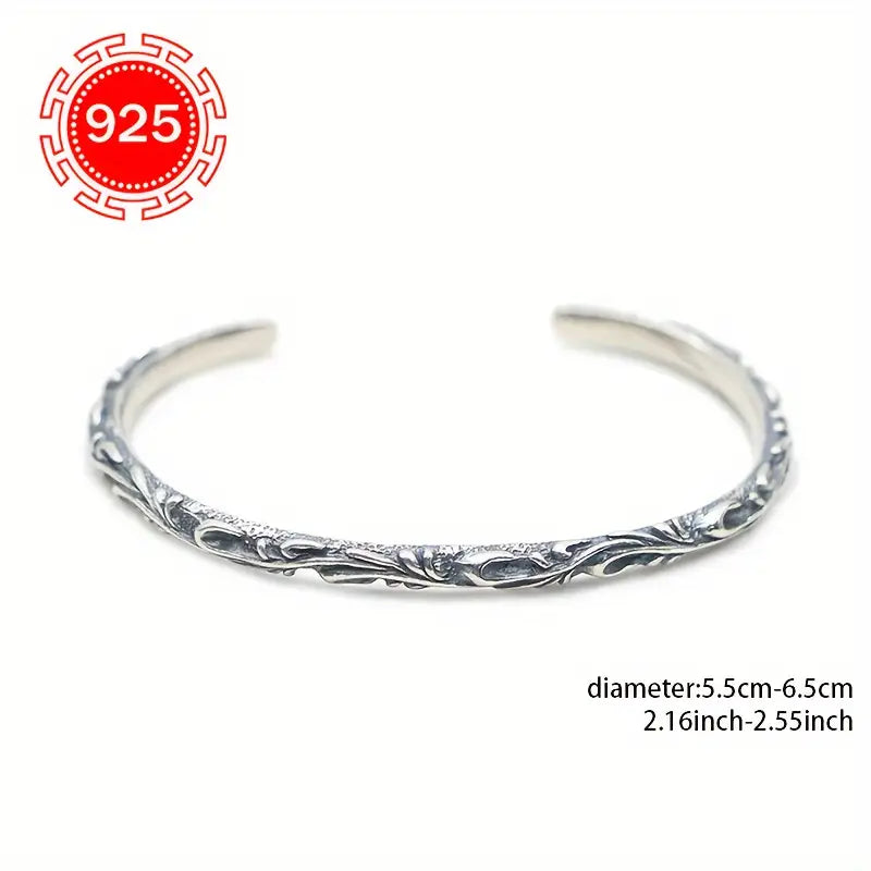 Sterling Silver Vine Leaf Cuff Bangle