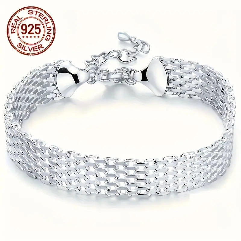 Sterling Silver 10mm Braided Mesh Chain Bracelet 19cm