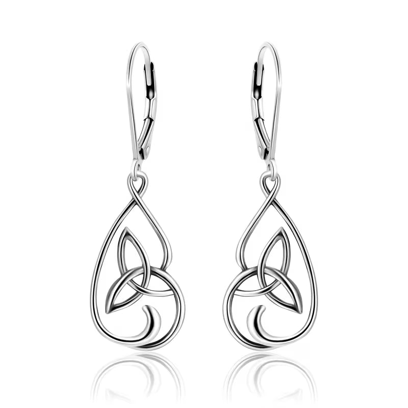 Sterling Silver Celtic Knot Teardrop Drop Earrings