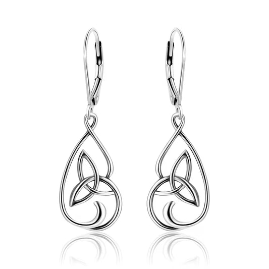 Sterling Silver Celtic Knot Teardrop Drop Earrings