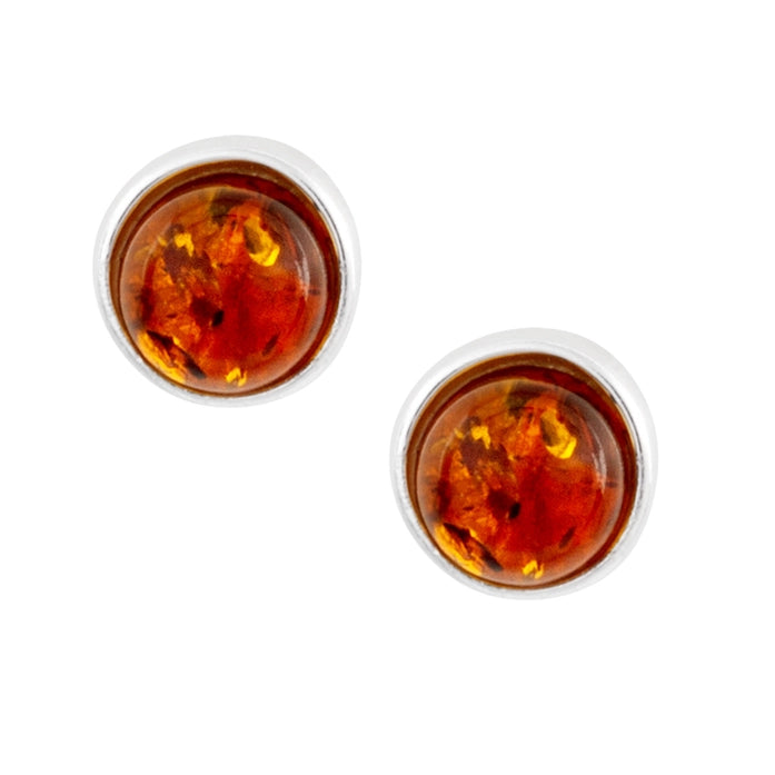 Sterling Silver Amber Stud Earrings