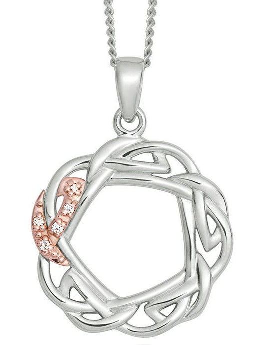 Clogau Sterling Silver & 9ct Rose Gold Eternal Love Diamond Circle Pendant