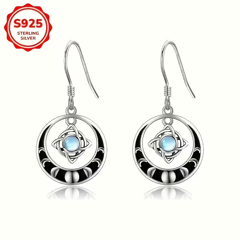 Sterling Silver Witches Knot Moonstone Drop Earrings