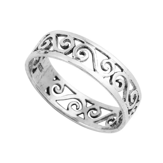 Sterling Silver Unisex Celtic Swirl Band Ring