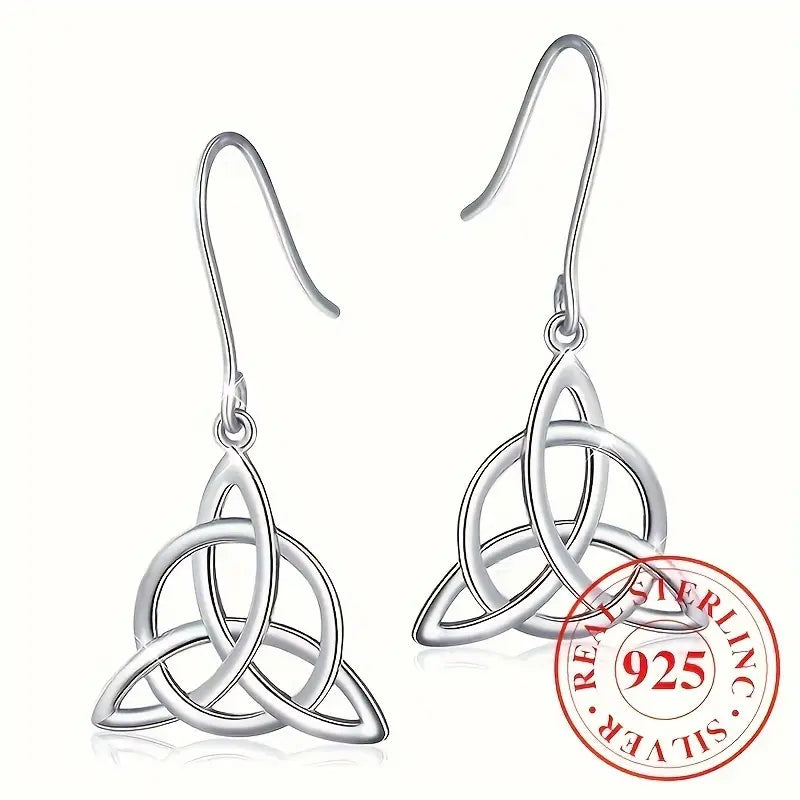 Sterling Silver Celtic Trinity Knot Drop Earrings