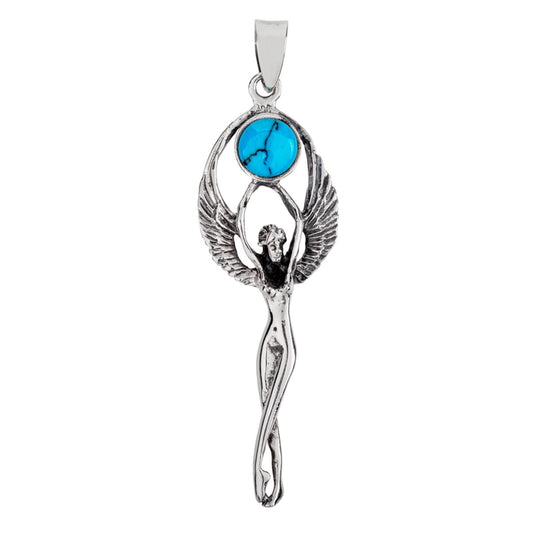 Sterling Silver Turquoise Goddess Pendant & Chain