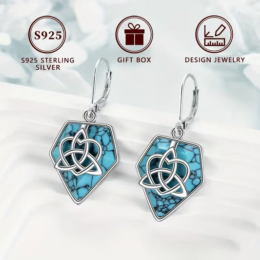 Sterling Silver Turquoise Celtic Knot Drop Earrings