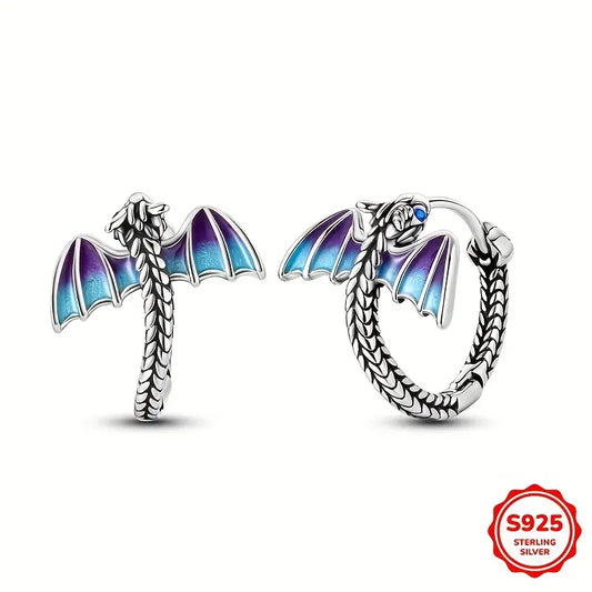 Sterling Silver Dragon Hoop Earrings