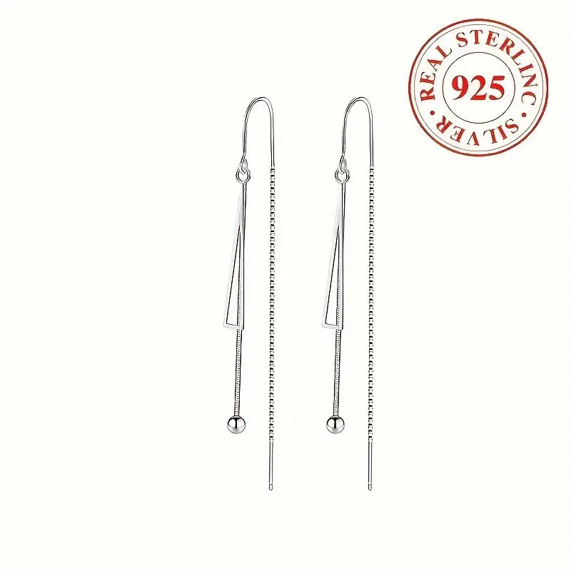 Sterling Silver Triangle Dangle Earrings