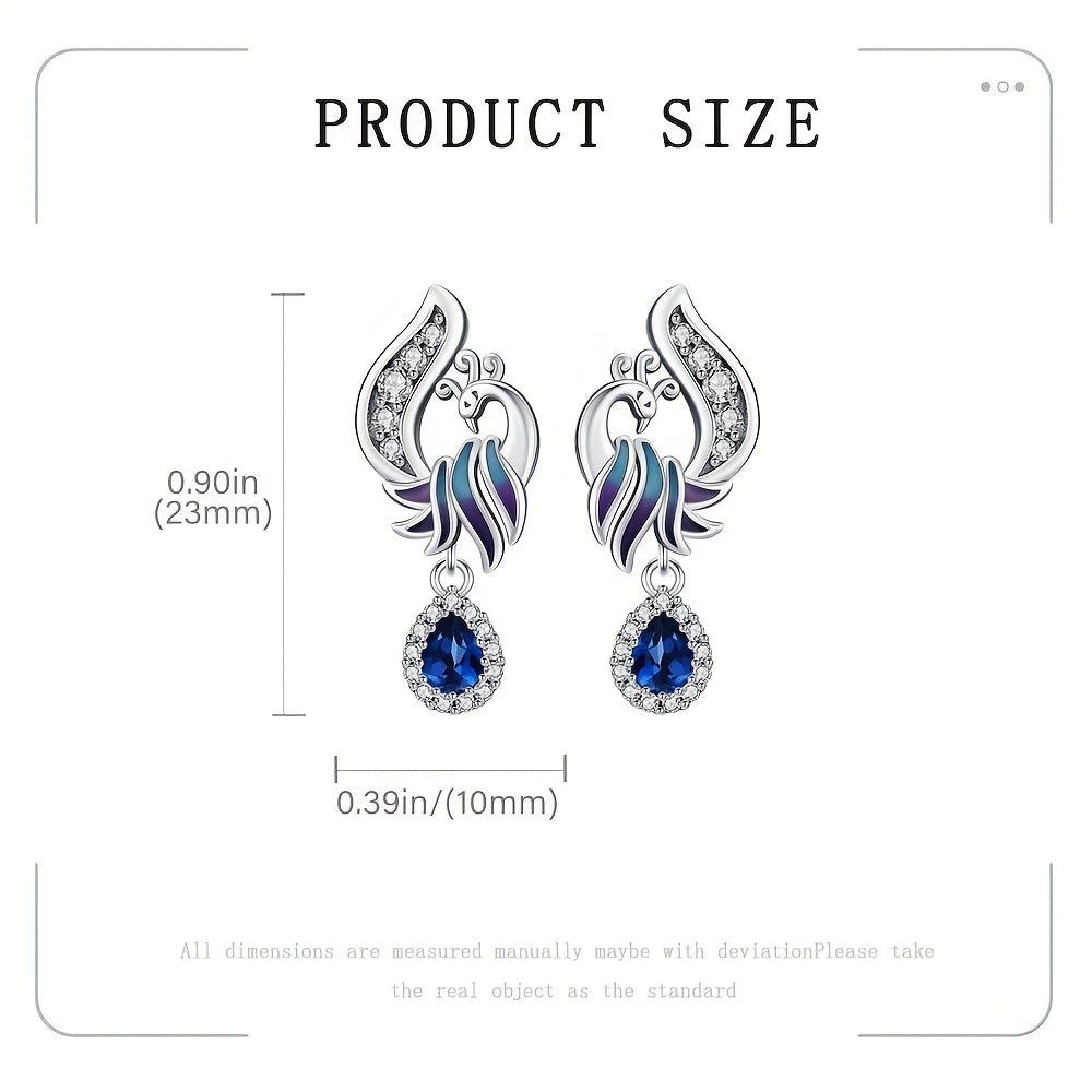 Sterling Silver Phoenix CZ Stud Drop Earrings