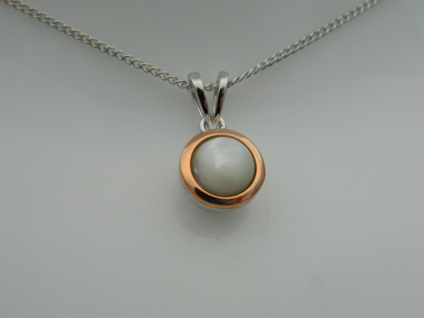 Clogau Sterling Silver & 9ct Rose Gold Mother of Pearl June Birthstone Pendant