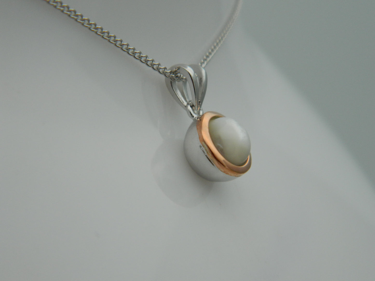 Clogau Sterling Silver & 9ct Rose Gold Mother of Pearl June Birthstone Pendant